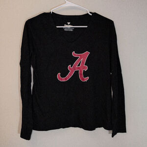 Fanatics Long Sleeve Tee Womens L Black Red Alabama